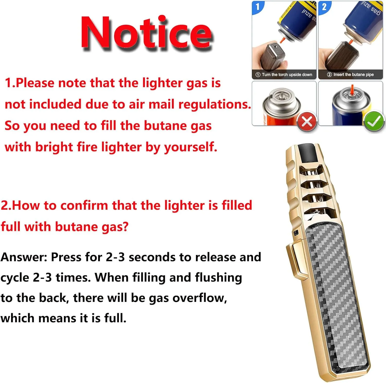 Portable Brightfire, Turbine Jet Bright Fire Lighter, Windproof Straight Torch Blue Flame Lighter, Wind Resistant Bright Fire Lighter, Torch lighters Butane refillable for Men (Black)