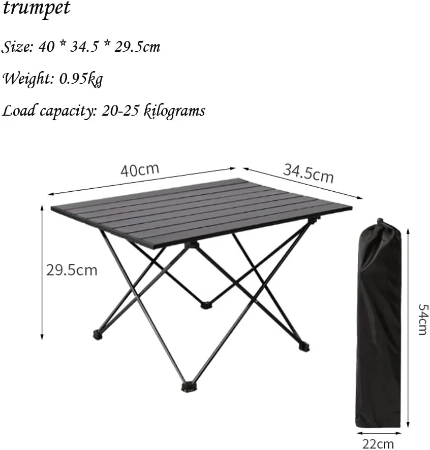 Portable Camping Side Table, Ultralight Aluminum Folding Beach Table with Carry Bag for Outdoor Cooking, Picnic, Camp, Boat, Travel (Trumpet)