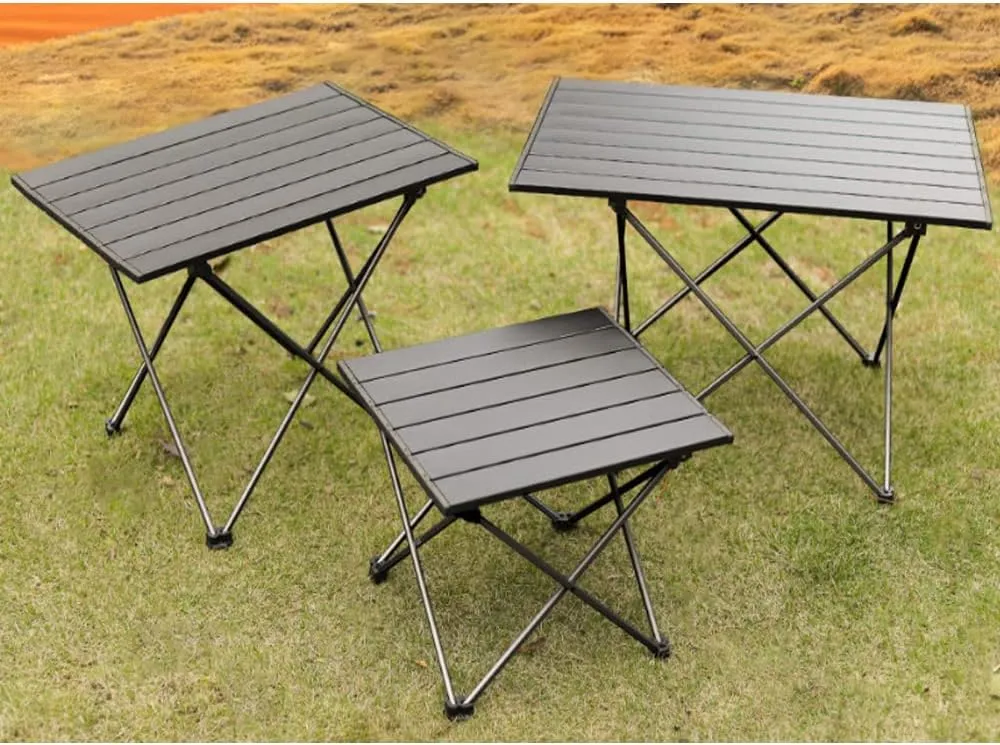 Portable Camping Side Table, Ultralight Aluminum Folding Beach Table with Carry Bag for Outdoor Cooking, Picnic, Camp, Boat, Travel (Trumpet)