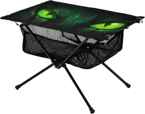 Portable Camping Table Foldable with Mesh Storage Lightweight Compact Camp Tent Side Table for Outside,Camping,Hiking,Tailgating,Green Eyes