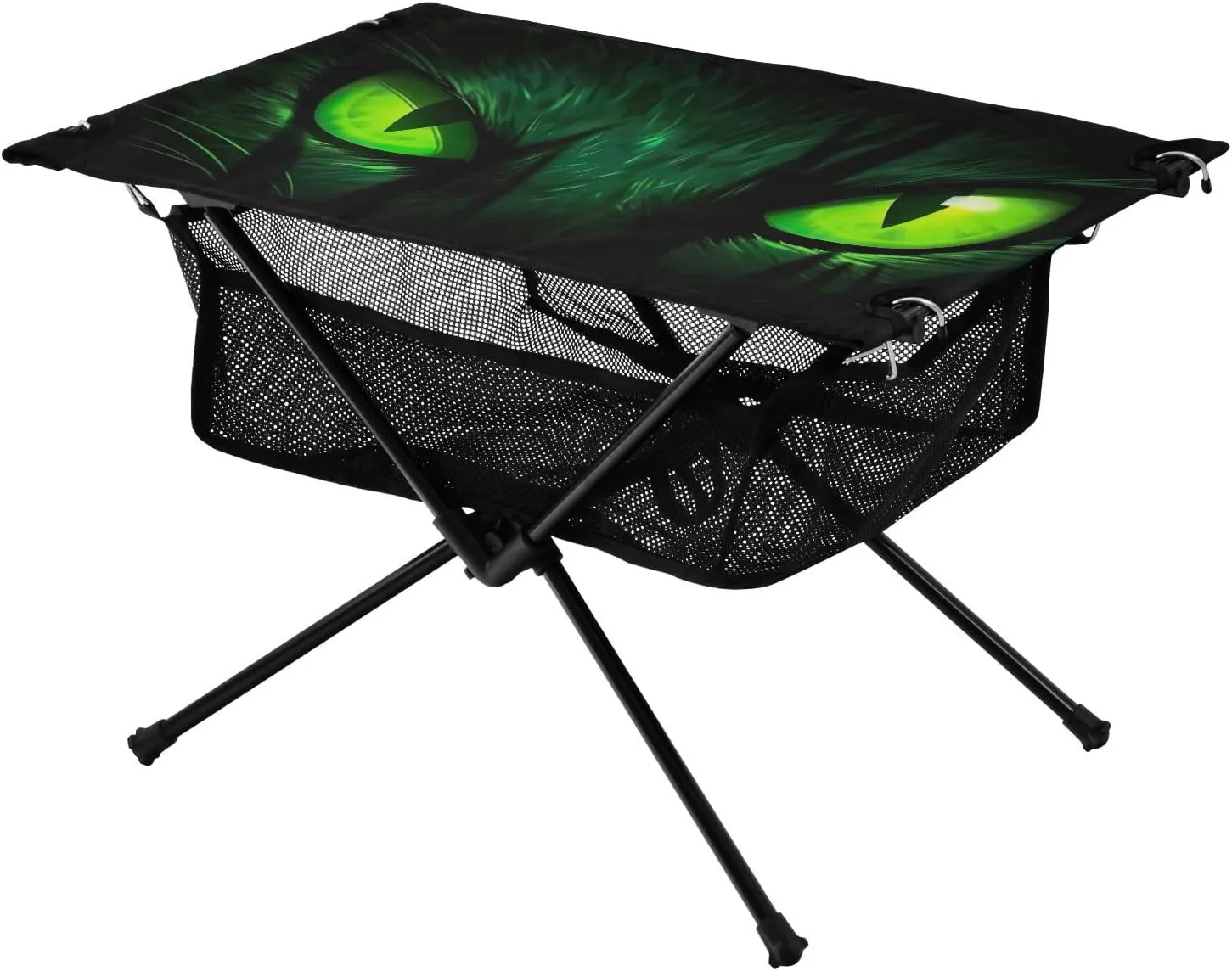 Portable Camping Table Foldable with Mesh Storage Lightweight Compact Camp Tent Side Table for Outside,Camping,Hiking,Tailgating,Green Eyes