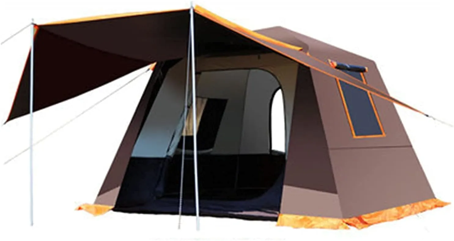 Portable Campitents Shelter Portable Waterproof Hold 3-4 Persons Instant Setup Pop up Tent with Top Rainfly Doors Mesh Protection Carry Bagfor Campihikimountaineering (Brown a)