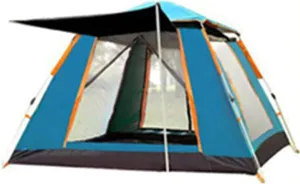 Portable Campitents Shelter Portable Waterproof Hold 3-4 Persons Instant Setup Pop up Tent with Top Rainfly Double Doors Mesh Protection for Campihikimountaineering/Blue/98.4 * 98.