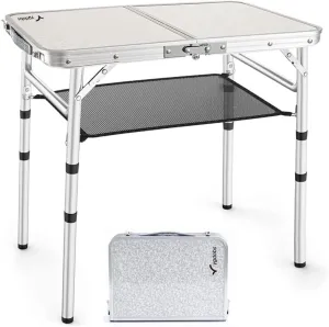 Portable Folding Table 24"x16" - Aluminum Small Picnic Camping Table Lightweight Side Table for Indoor Outdoor Garden Van Truck RV(3 Adjustable Heights 10"/19"/24")