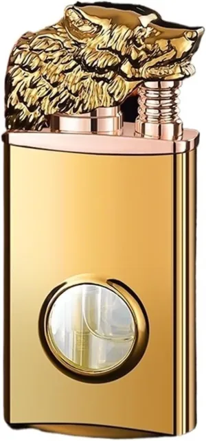 Portable Metal Butane Lighter with Visible Gas Chamber, switchable Soft and Jet Flame Lighter, Windproof Dual Flame Lighter, refillable Adjustable Flame Lighter (Fuel not Included)(Gold)