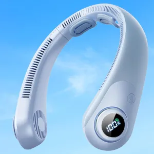 Portable Neck Fan With LED Display, Hands-free 5 Speeds Cooling, Neck Support, Lightweight, Battery Operated, Personal Bladeless Wearable Fan Rechargeable for Women/Men, Hot Flashes, Travel, Camping