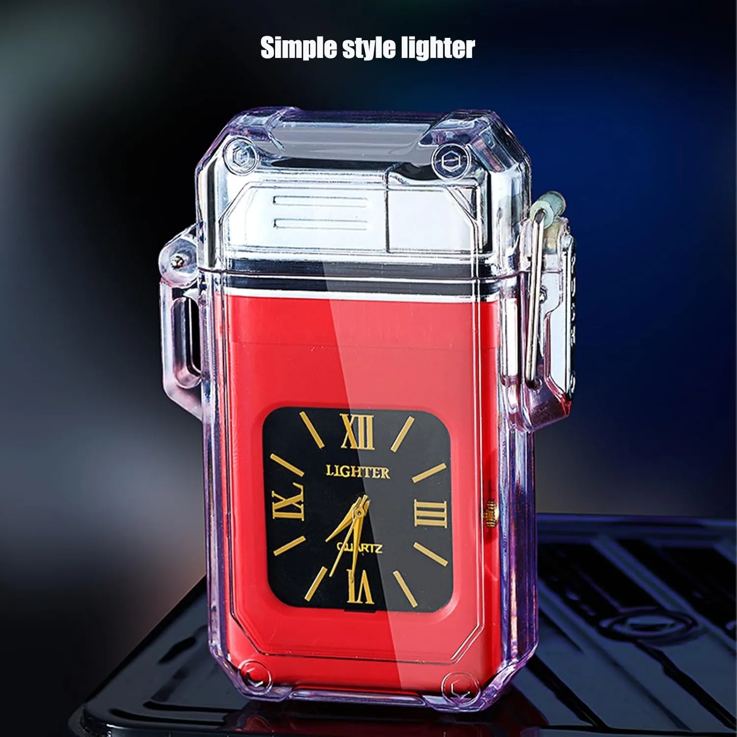 Portable Outdoor Lighter, Waterproof Lighter, Windproof Lighter, Butane Gas Blue Flame Lighter, Men's Gift(Black)