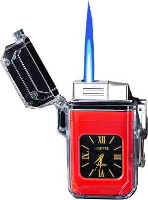 Portable Outdoor Lighter Waterproof Windproof Butane Gas Blue Flame Men's Gift(#6aa8bc)