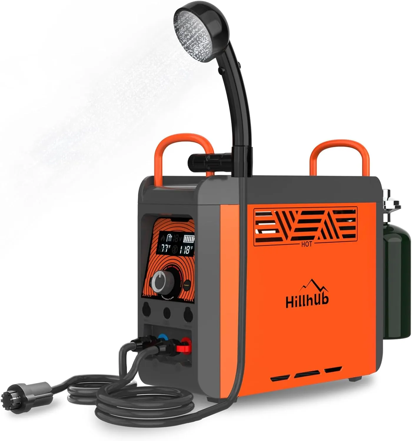 Portable Propane Water Heater Built-in battery for Showering & Cleaning Instant Hot Water Heater for Camping with Overheating Protection, Outdoor Use Only Water Pump&Showerhead