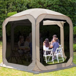 Portable Screen House Canopy Pop-Up Bubble Tent, Hexagonal Screened House Gazebo, Instant Setup Camping Shelter with Mesh Ventilation Netting Sides for Camping Garden Patio Backyard