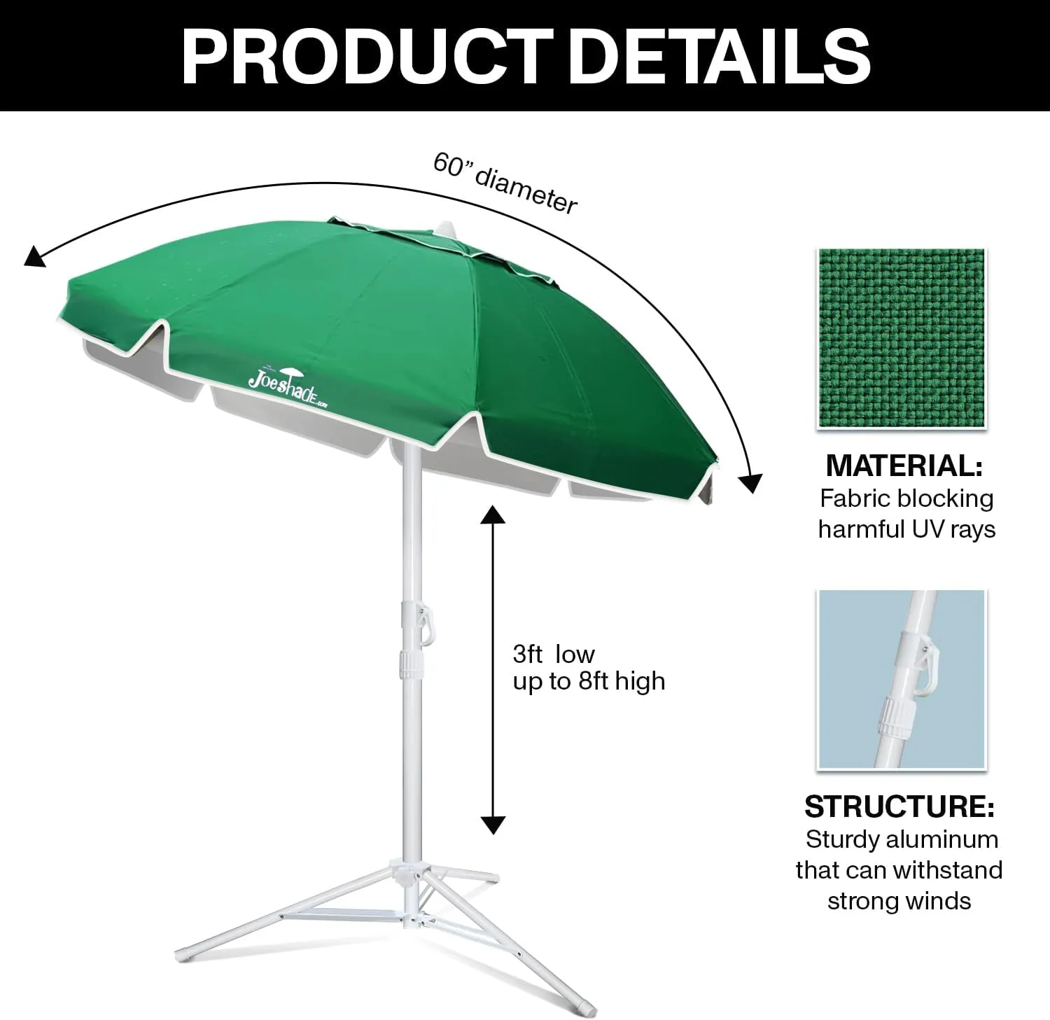 Portable UV Sun Shade Umbrella with Tripod Stand – Lightweight, Adjustable, and Instant Sun Protection for Outdoor Sports, Camping, and More – Green