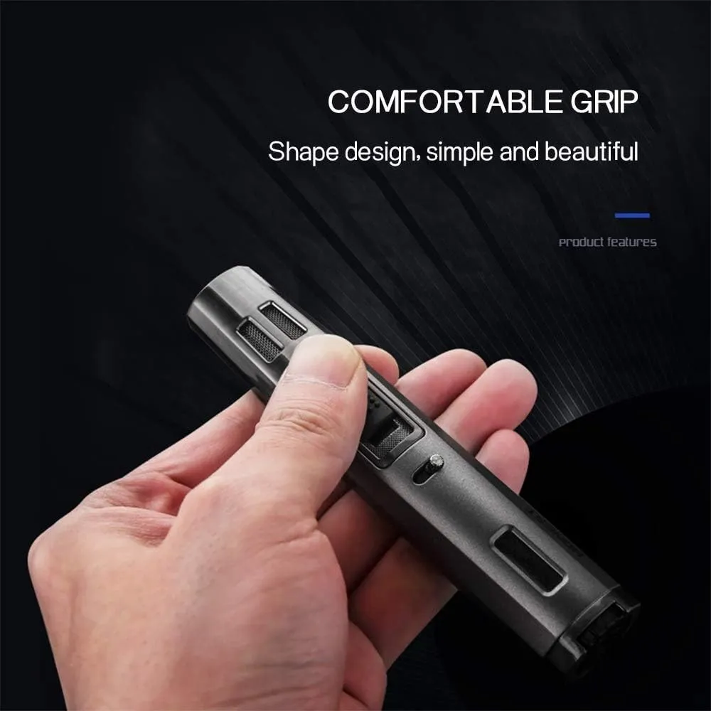 Portable Windproof Lighter 2 Gas Lighter, Mini Outdoor Portable High Power Jet Flame Torch, Adjustable/Lockable Flame, Suitable for Wilderness, Indoor (Fuel Not Included)(Silver)