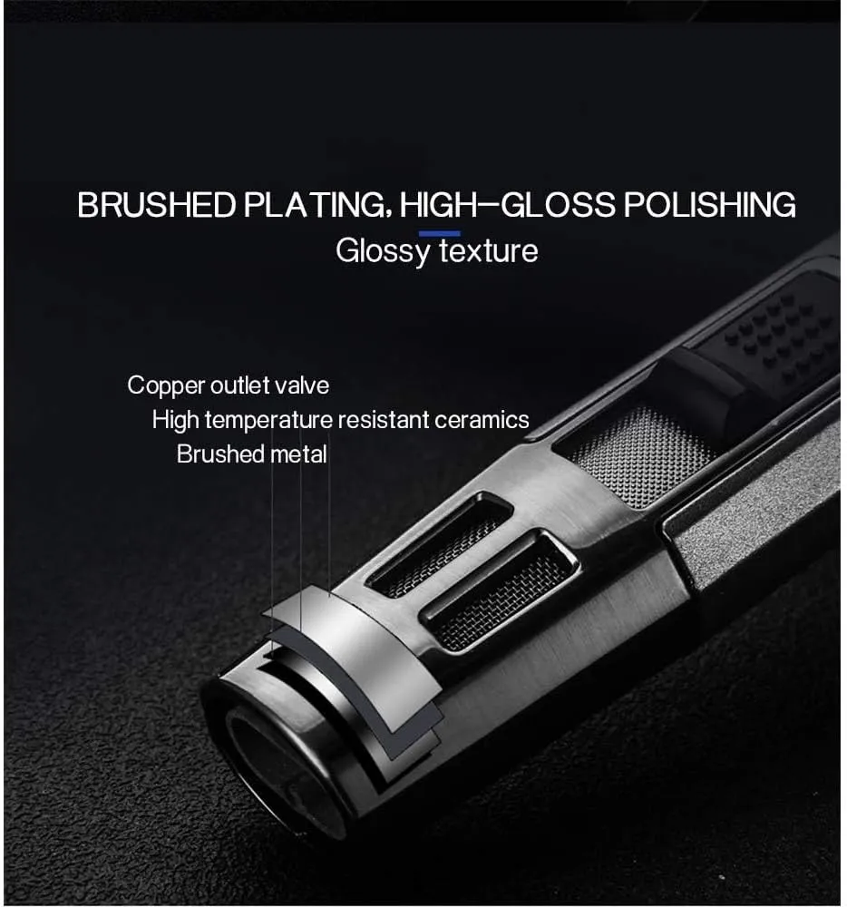 Portable Windproof Lighter 2 Gas Lighter, Mini Outdoor Portable High Power Jet Flame Torch, Adjustable/Lockable Flame, Suitable for Wilderness, Indoor (Fuel Not Included)(Silver)