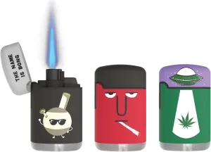 Prefilled 3 Pack Cool Torch Lighters - Refillable Butane Lighter, Windproof Jet Flame, Rubberized Matte Finish, No Flint for Men & Women Plus Free 18ML Refill Take Me to Your Dealer, 3-Count
