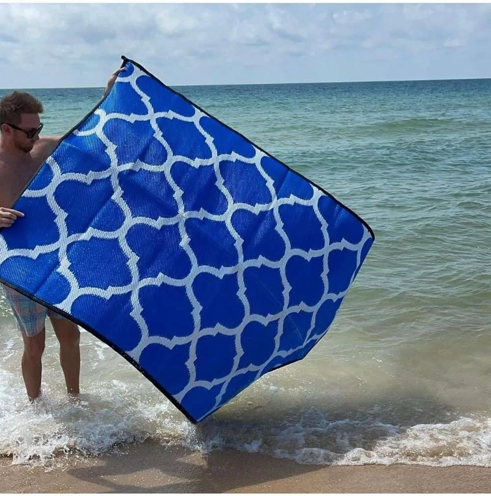 Premium Outdoor RV Patio Mat – Extra Thick 5mm Recycled Polypropylene Rug – Heavy-Duty, Waterproof, Reversible – Luxury Mat for Camping, Beach, Deck, Campsite