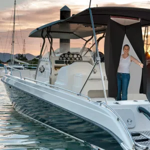 Privacy Tent for Boats Privacy Curtain for Pontoons Pontoon Boat Hanging Privacy Tent，Drop Down for Bimini Top