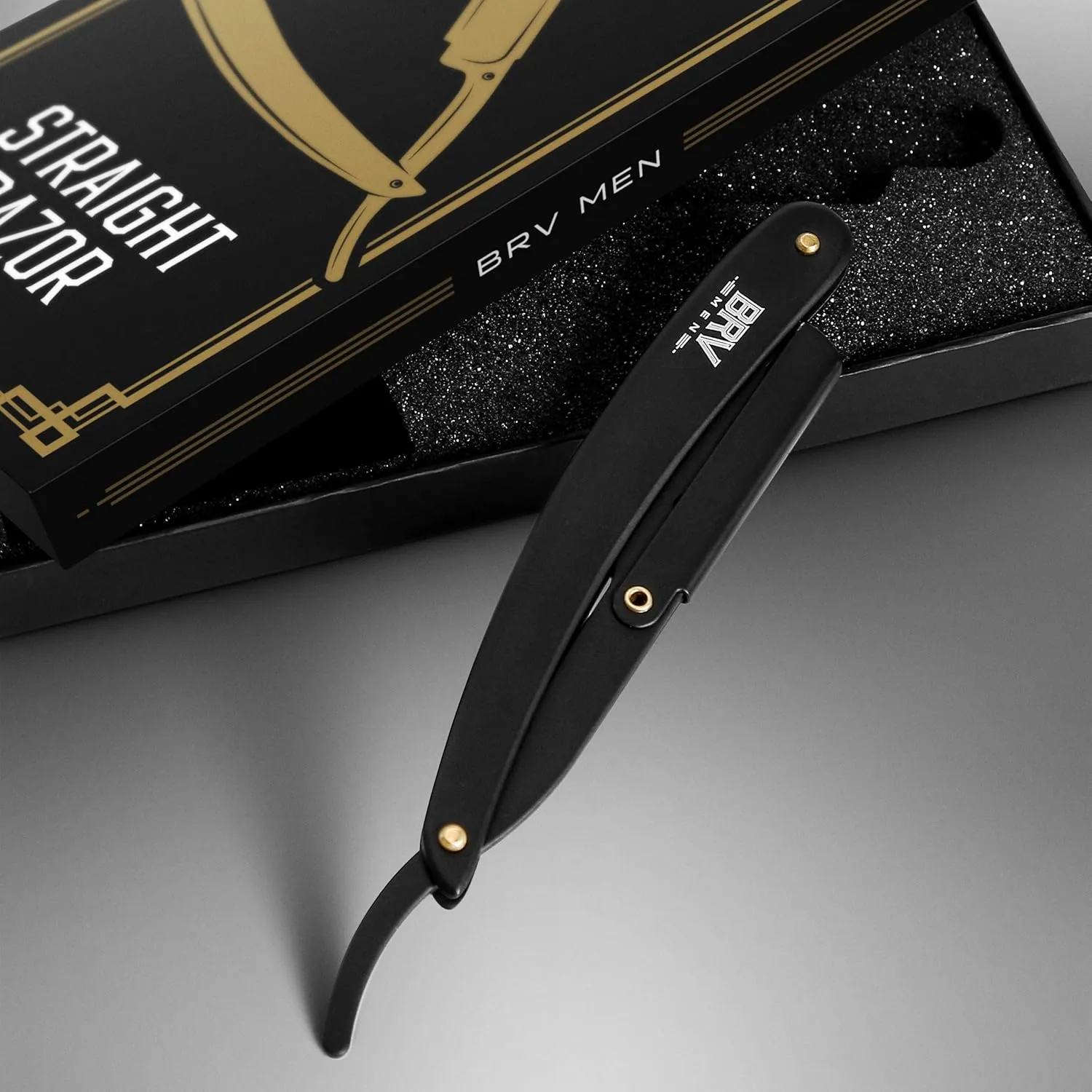 Professional Straight Edge Barber Razor w/ 100 Single Edge Razor Blades | Straight Razors for Men | Barbershop Accessories | Mens Shaving Knife & Shavette - Black
