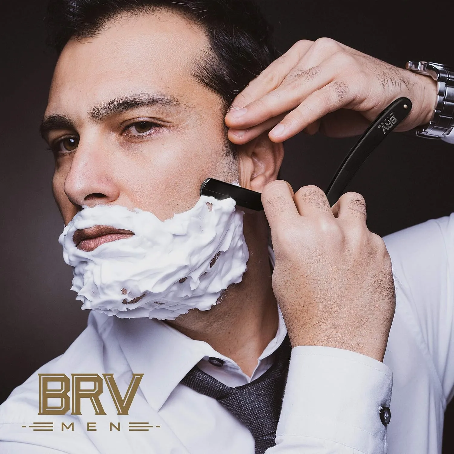Professional Straight Edge Barber Razor w/ 100 Single Edge Razor Blades | Straight Razors for Men | Barbershop Accessories | Mens Shaving Knife & Shavette - Black