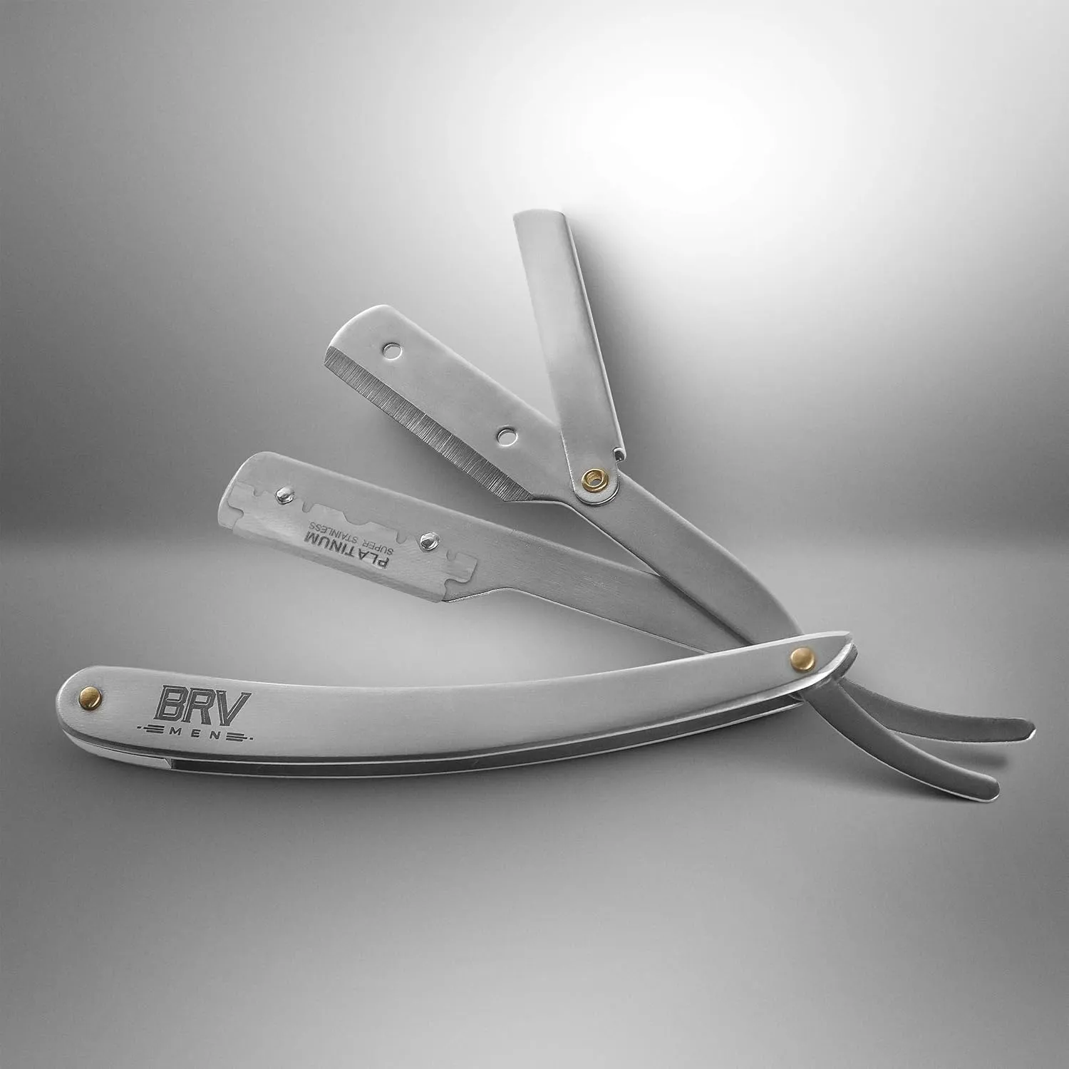 Professional Straight Edge Barber Razor w/ 100 Single Edge Razor Blades | Straight Razors for Men | Barbershop Accessories | Mens Shaving Knife & Shavette - Silver