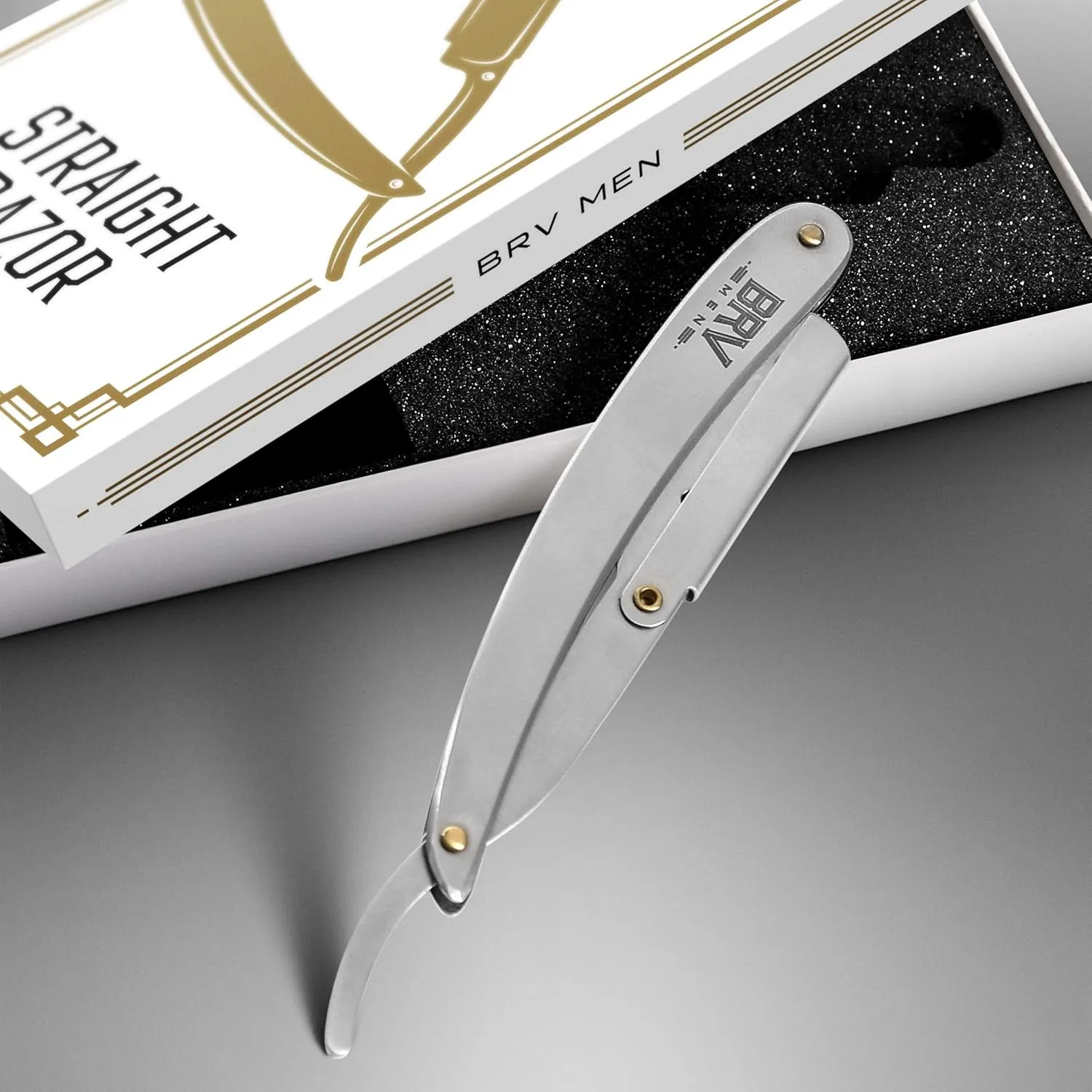 Professional Straight Edge Barber Razor w/ 100 Single Edge Razor Blades | Straight Razors for Men | Barbershop Accessories | Mens Shaving Knife & Shavette - Silver