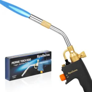 Propane Torch Head, Propane Torch with One-Button Ignition, Compatible with Propane and MAPP Gas Torch for Weed, Cooking, Grilling, Welding Torch (Gas Tank Not Included)