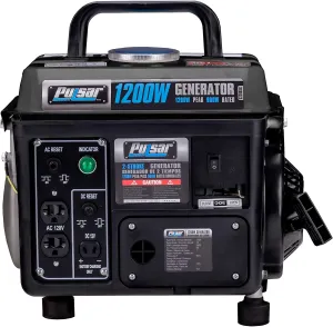 Pulsar G1200SG 1,200W Carrying Handle Gas-Powered Portable Generator, 1200w, Black/Gray