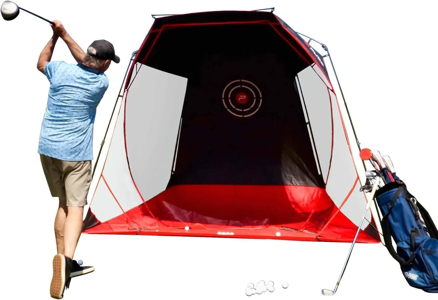 Pure2Improve Half Dome XL Instant Golf Net: Heavy-Duty Golf Training Aid for Driving and Chipping, 1-Minute Up/1-Minute Down (10' Wide x 7-1/2' high x 5' deep)