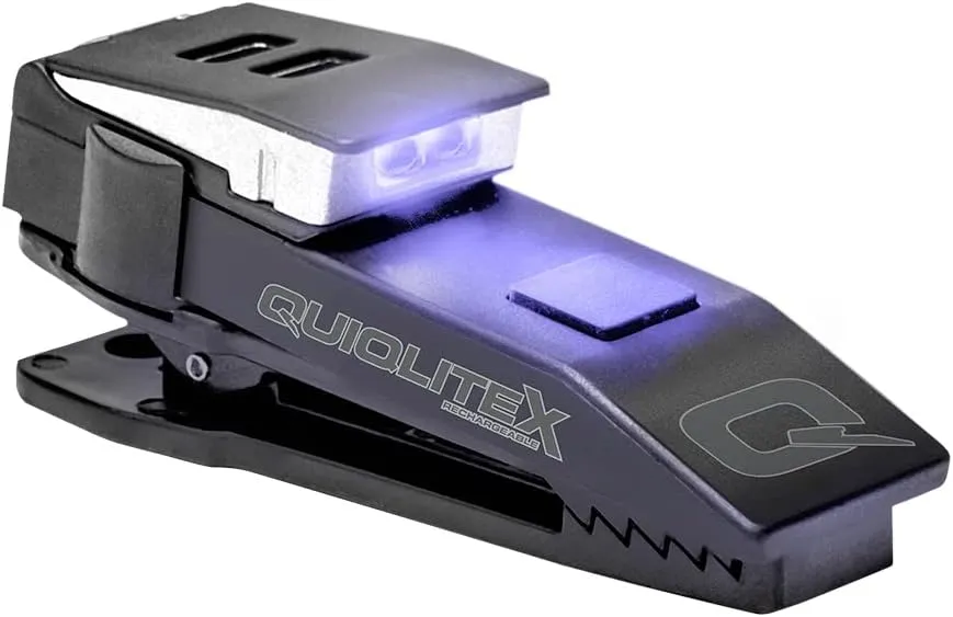 QUIQLITEX I.D. Check, Ultraviolet/White Hands-Free LED Pocket Light, Aluminum & Nylon Plastic Housing (USB Rechargeable)