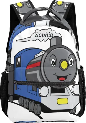 Rail Train Personalized Kids School Backpack Custom Name for Boys Girls Primary Daypack Bookbag Travel Bag