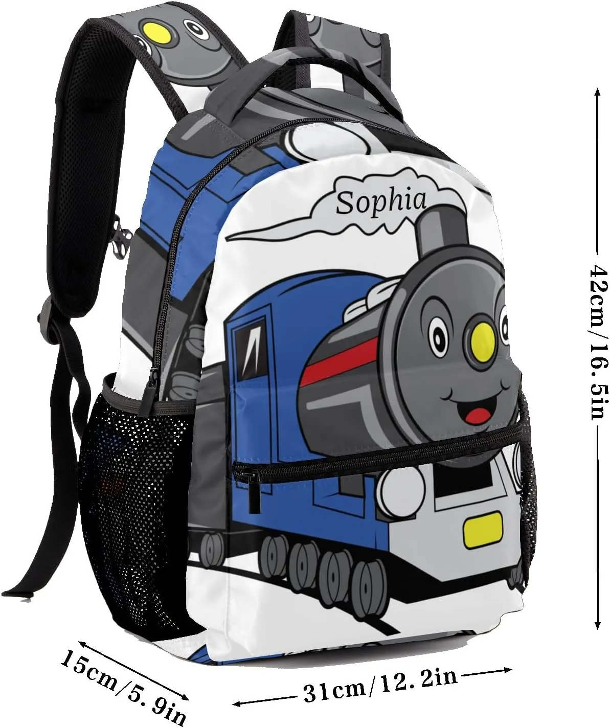 Rail Train Personalized Kids School Backpack Custom Name for Boys Girls Primary Daypack Bookbag Travel Bag
