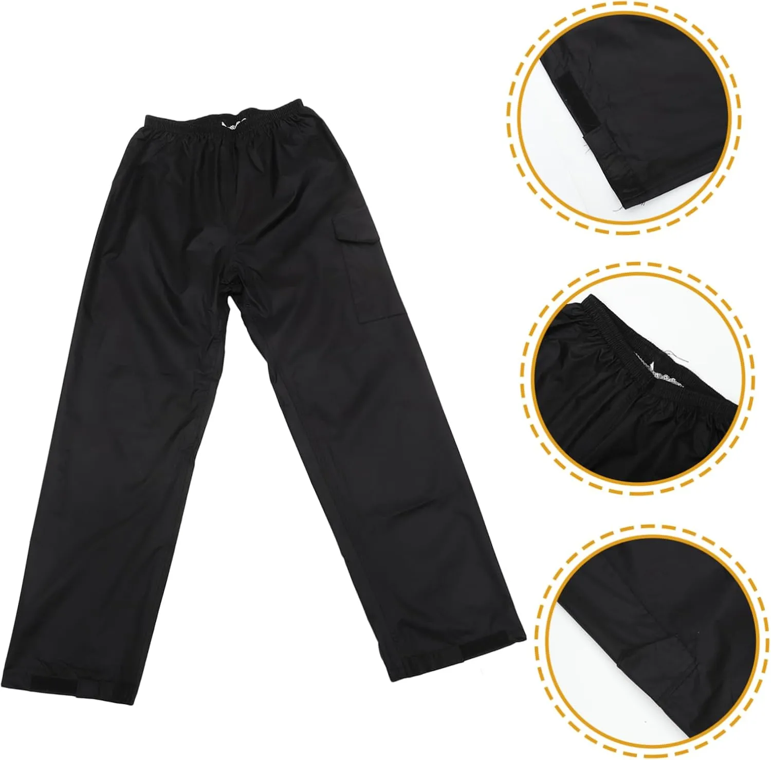 Rainproof Pants for Adults Breathable Double Design for Camping Outdoor Activities Comfortable Elastic Waistband Stain Resistant Black