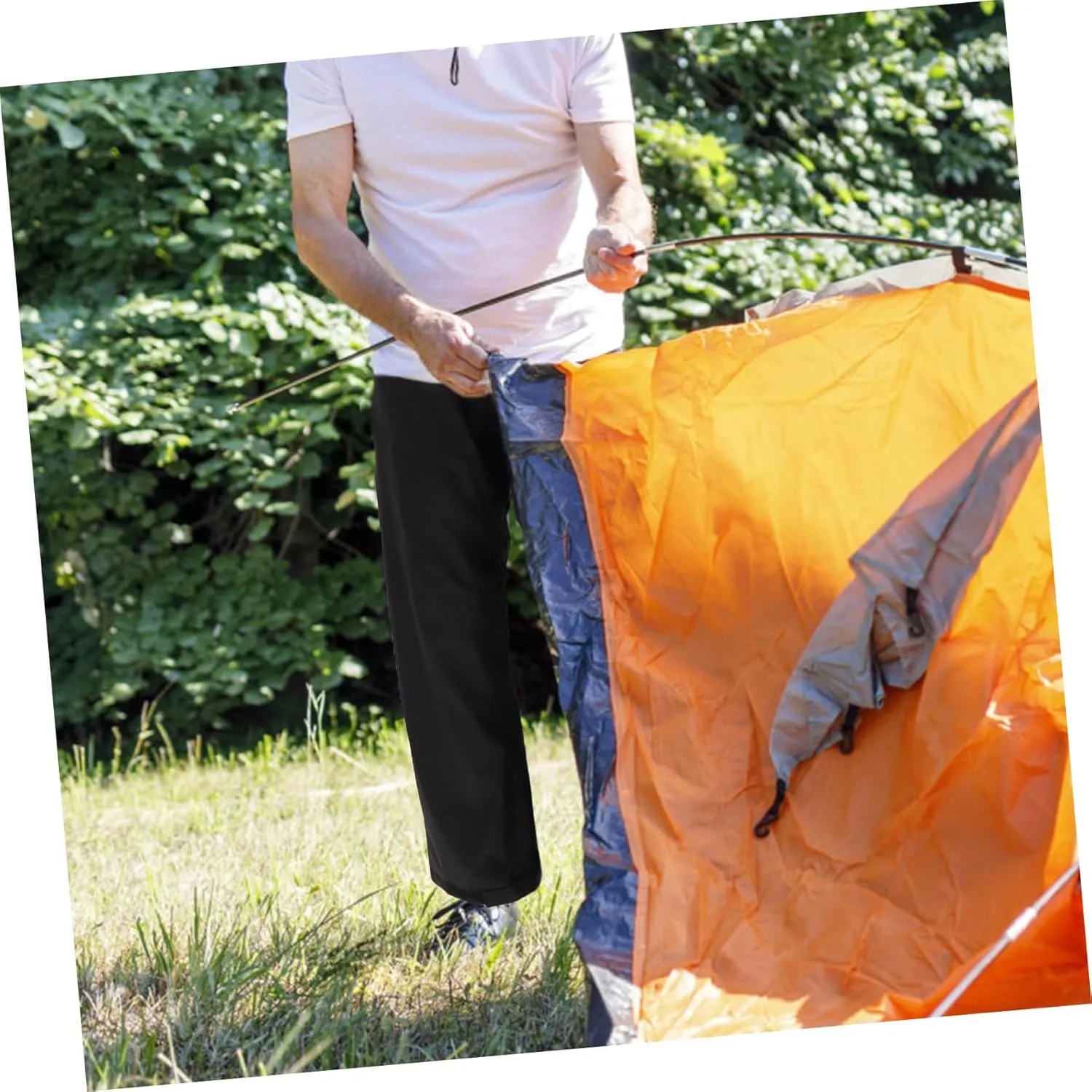 Rainproof Pants for Adults Breathable Double Design for Camping Outdoor Activities Comfortable Elastic Waistband Stain Resistant Black