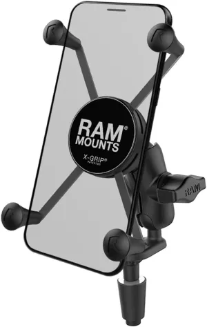 RAM Mounts X-Grip Large Phone Mount with Motorcycle Fork Stem Base RAM-B-176-A-UN10U with Short Arm for Stems 12mm to 38mm in Diameter