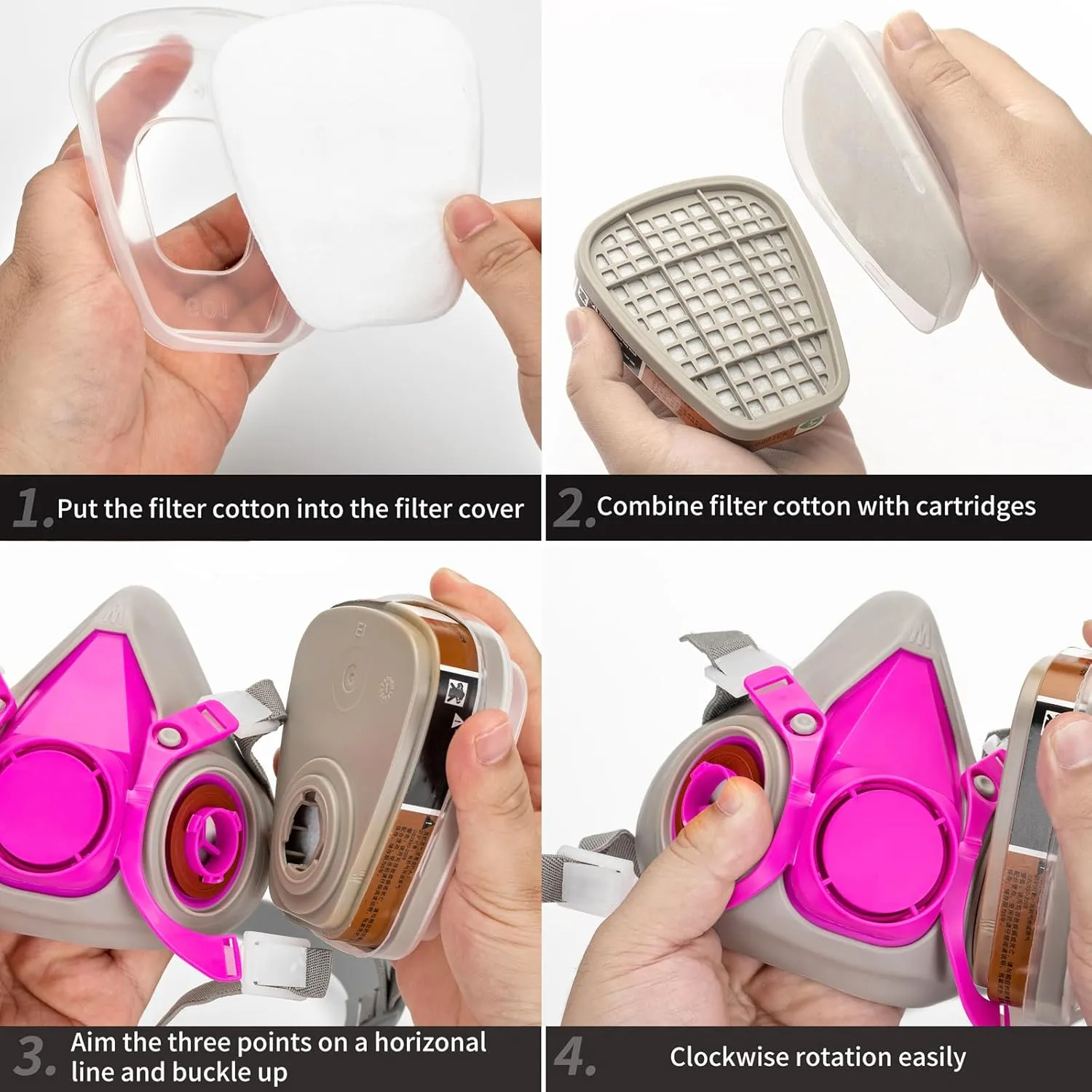 RANKSING Respirator Mask with Filters and Glasses to Against Dust Gases Fumes in Painting Spraying Sanding Orange/Pink