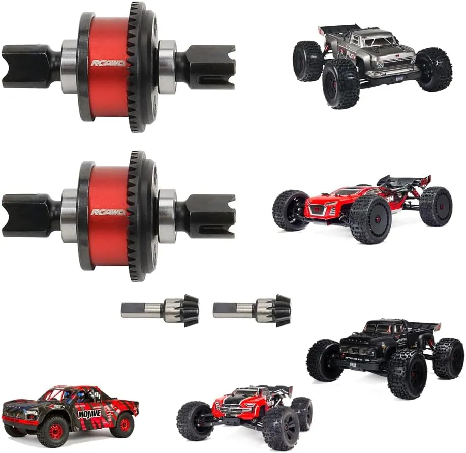 RCAWD Front and Rear Diff Combo Complete w/Spur Gear 43T Input Gear 10T for Arrma 6S Kraton Outcast Talion Mojave EXB Upgrade Parts