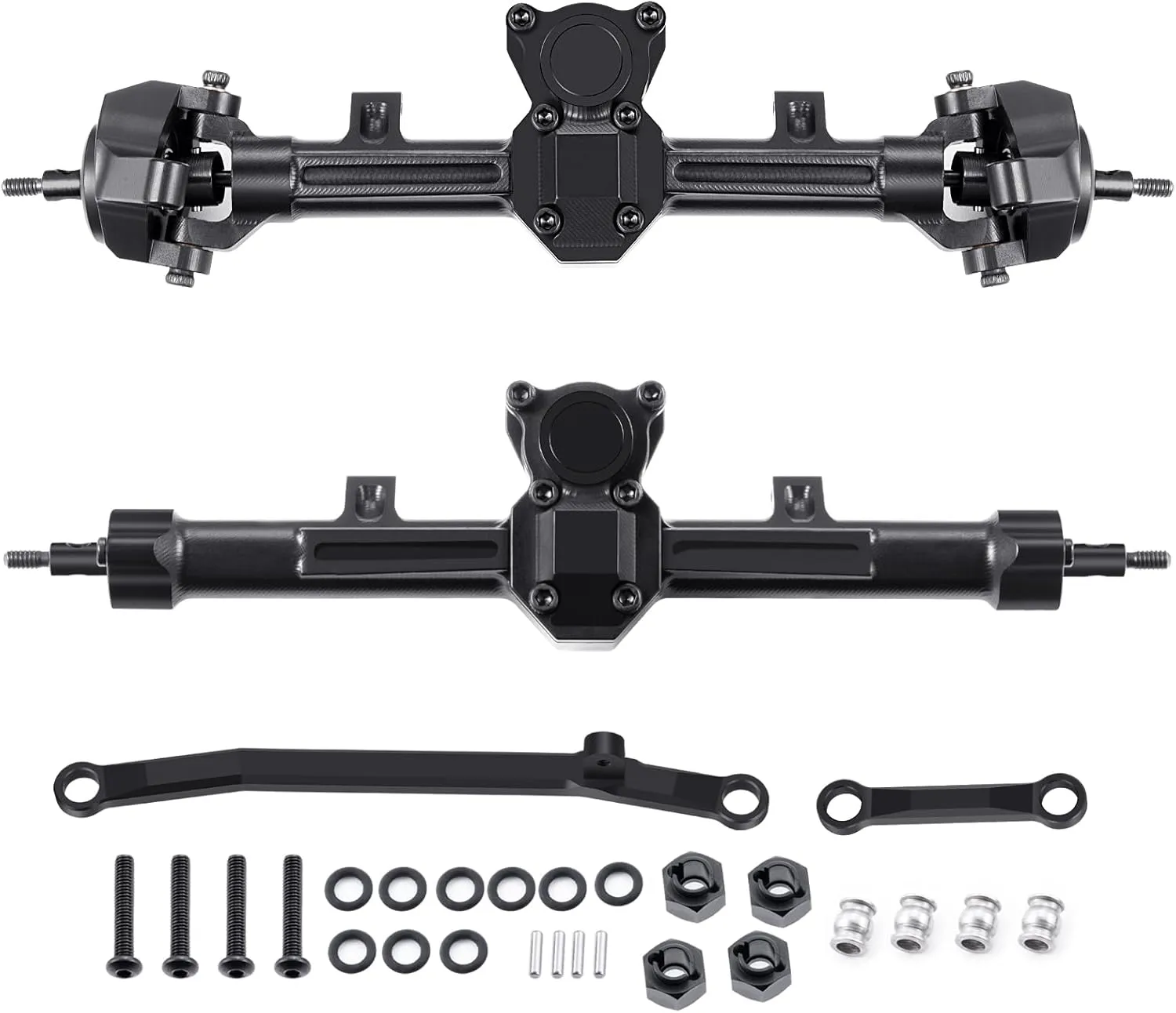 RCLIONS Aluminum Front&Rear Axles  4mm Extended for Axial SCX24 Deadbolt Dodge Power Wagon Gladiator 1/24th RC Crawler Car Upgrades Parts