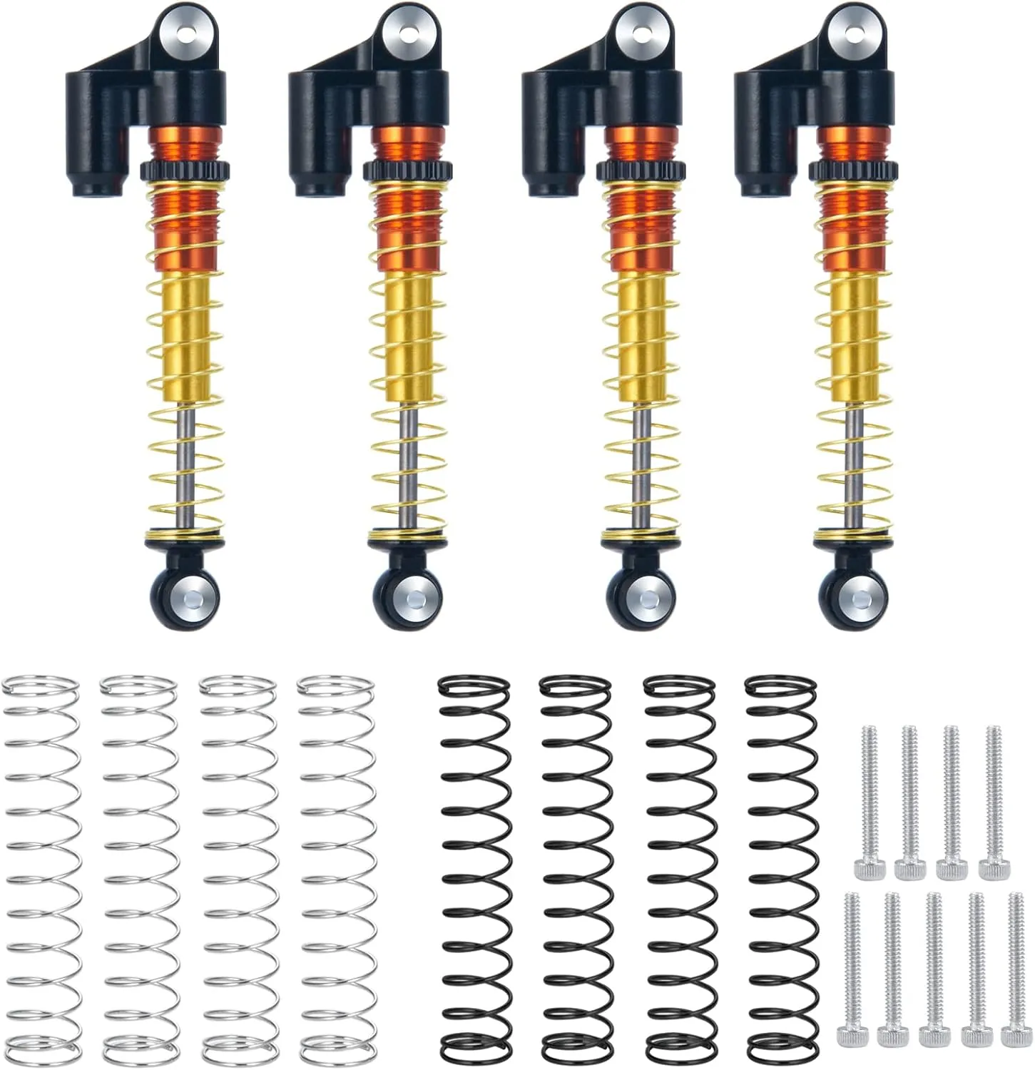 RCLions RC Shocks 43mm Adjustable Absorber Damper for All 1:24th Axial SCX24 Deadbolt Base Camp Lexus Dooge Gladiator RC Crawler Car Upgrades (Black)