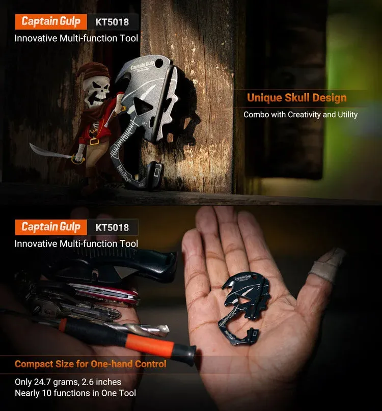 Recon GS2U NexTool Multi Function EDC Keychain Skull Captain Gulp Box Opener Credit Card Multi Tool
