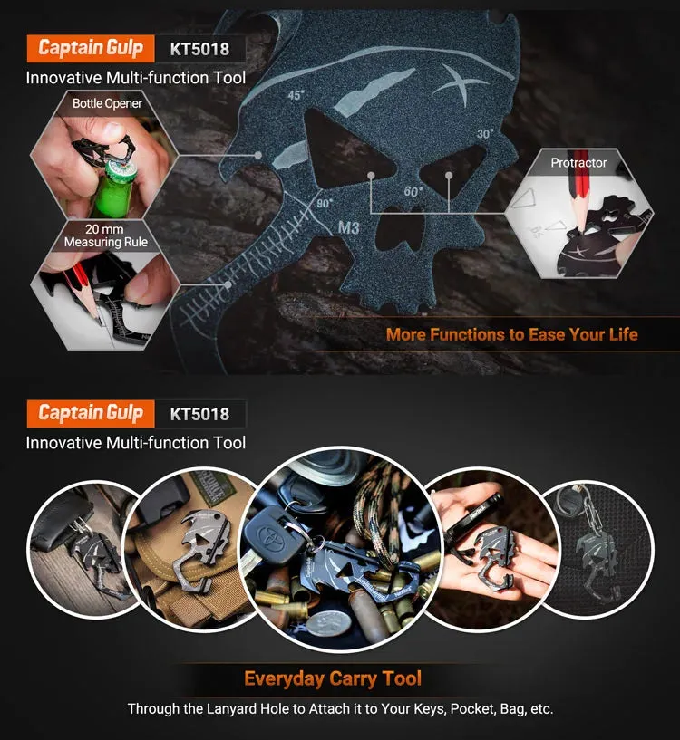Recon GS2U NexTool Multi Function EDC Keychain Skull Captain Gulp Box Opener Credit Card Multi Tool