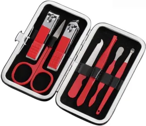 Red 7-Piece Nail Tool Set, Nail Clippers, Nail Scissors, Beauty Manicure Knife, Nail Clippers