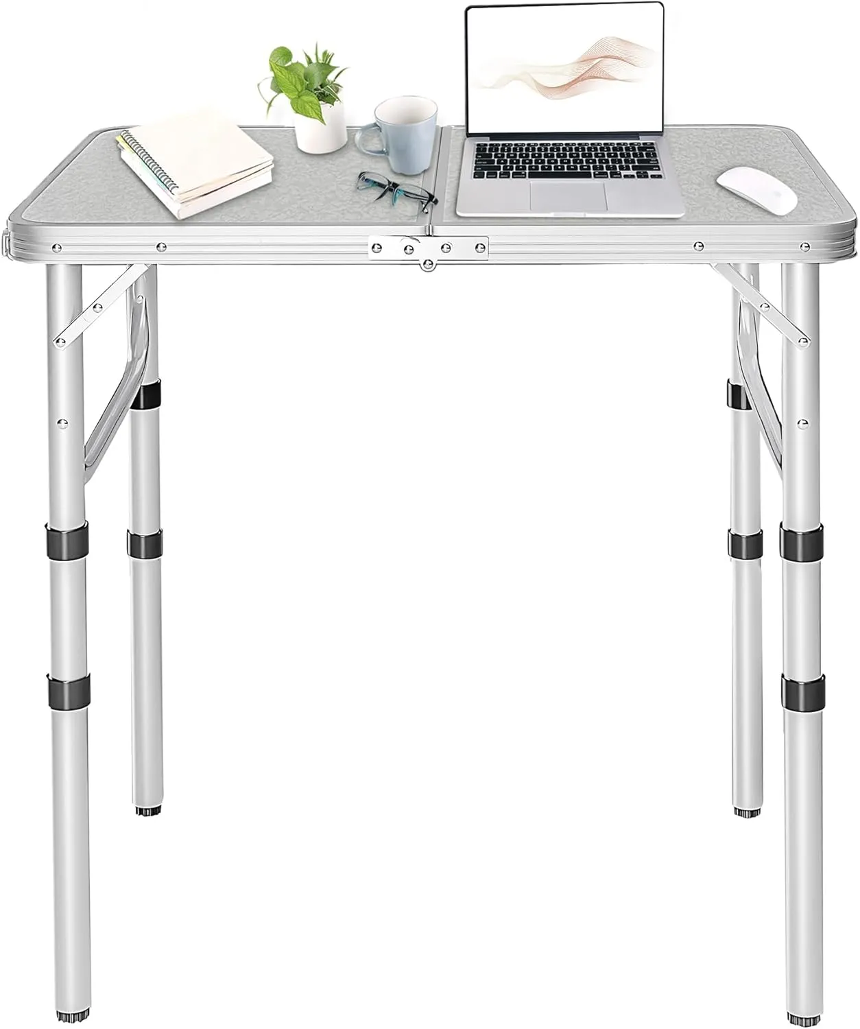 RedSwing Small Folding Table 2 Feet, Small Foldable Table Adjustable Height, Lightweight Portable Aluminum Camping Table, 3 Heights, 23in x 15 in x 10 in