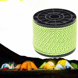 Reflective Cord, Tent Guyline Rope for Camping Tent, Outdoor Packaging Rope for Backpacking (Fluorescent Green 50M 4mm)