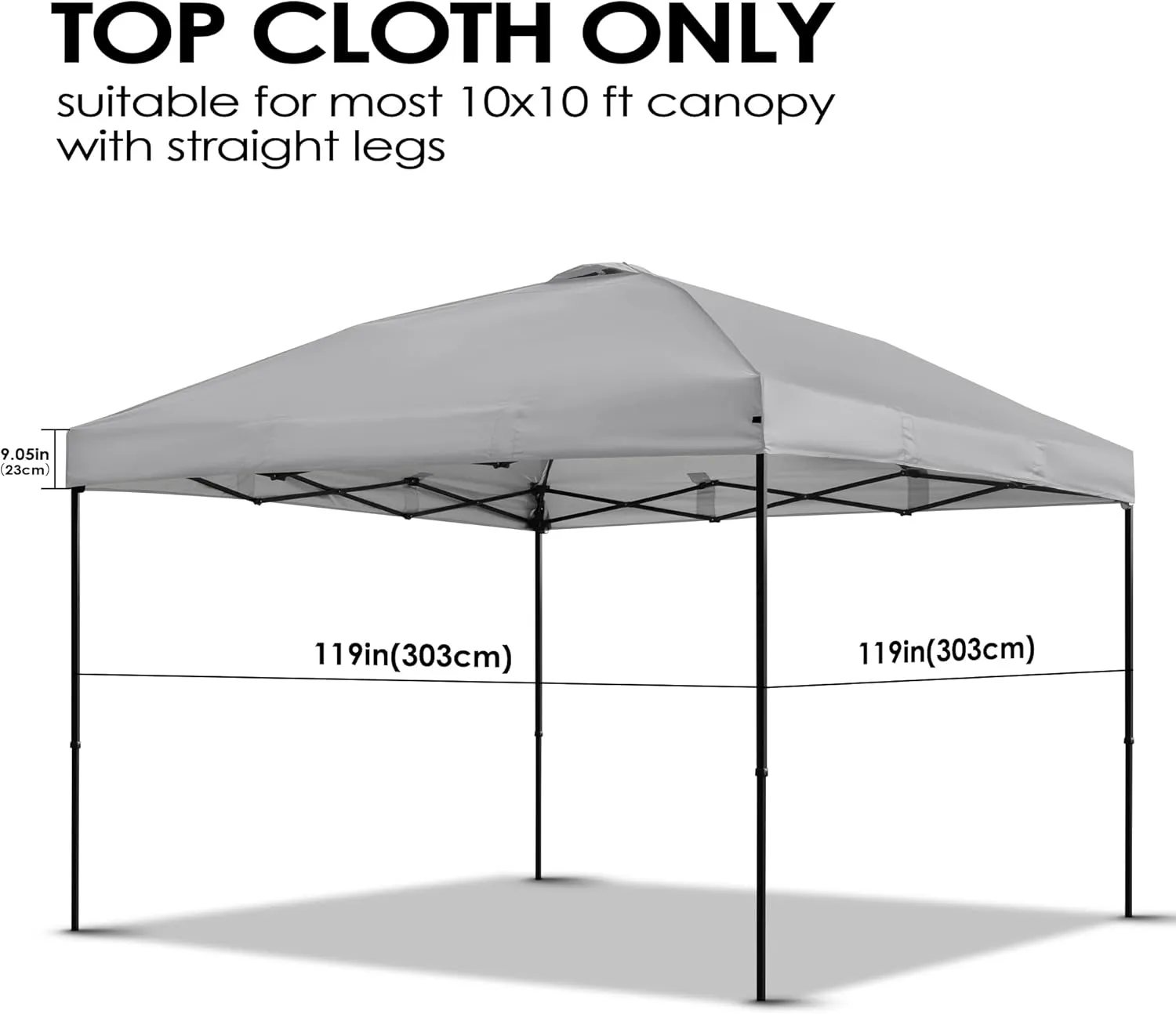 Replacement Top, 10x10 Instant Canopy Tent Cover with Air Vent for Straight Leg Canopy Tent Top Only (Gray)