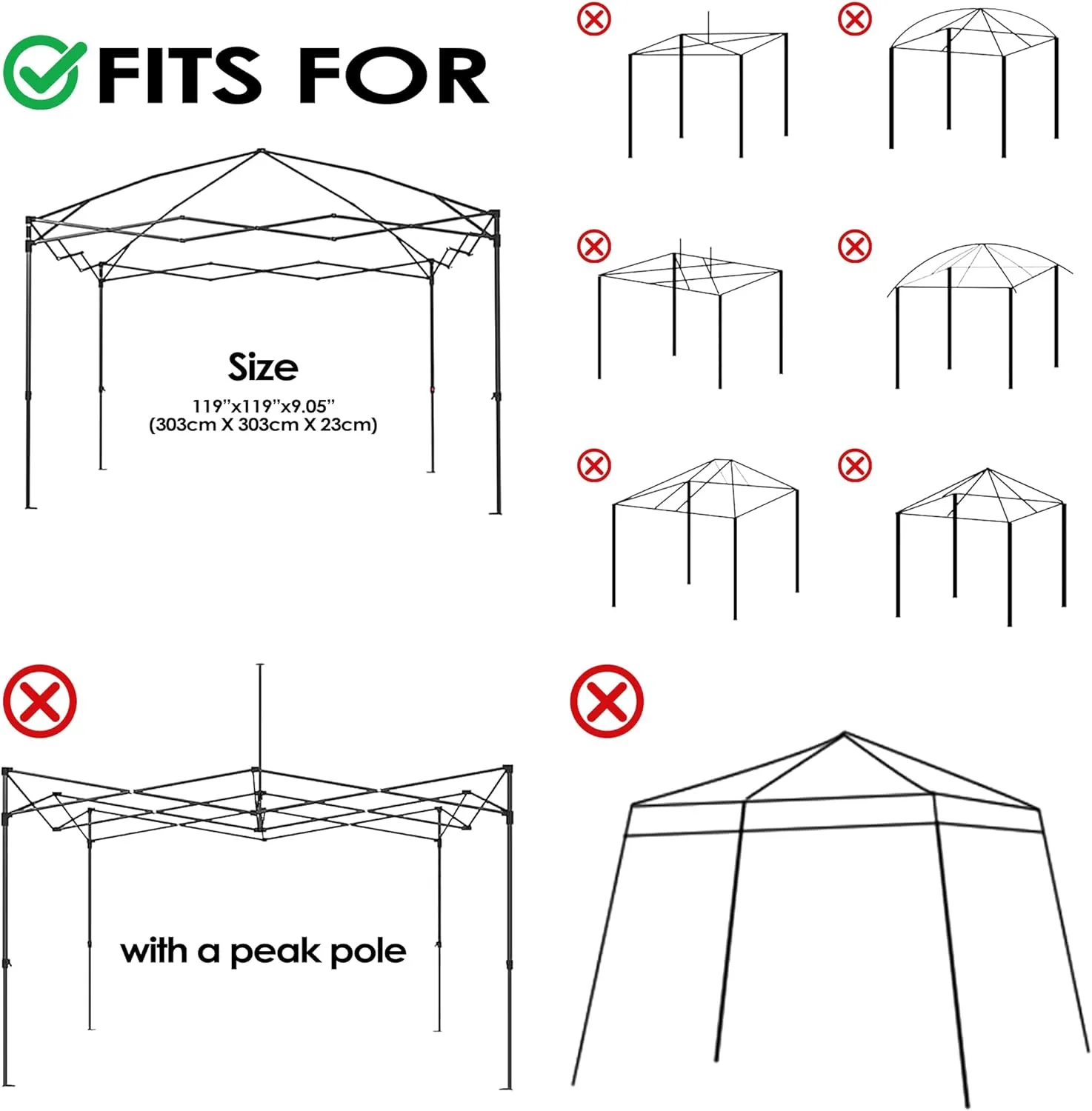 Replacement Top, 10x10 Instant Canopy Tent Cover with Air Vent for Straight Leg Canopy Tent Top Only (Gray)
