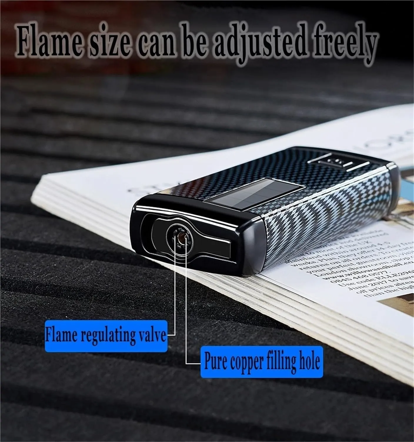 Retro Solar Dual Flame Butane Lighter with Transparent Air Window, Multi-Function Adjustable Flame Convenient Lighter with Metal Flip Cap, Gift for Men (Fuel Not Included)(White)