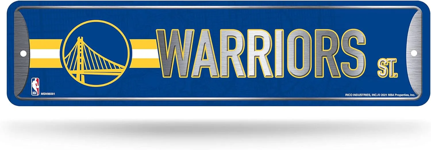 Rico Industries NBA Metal Street Sign Metal Street Sign 4" x 15" Home Décor - Bedroom - Office - Man Cave