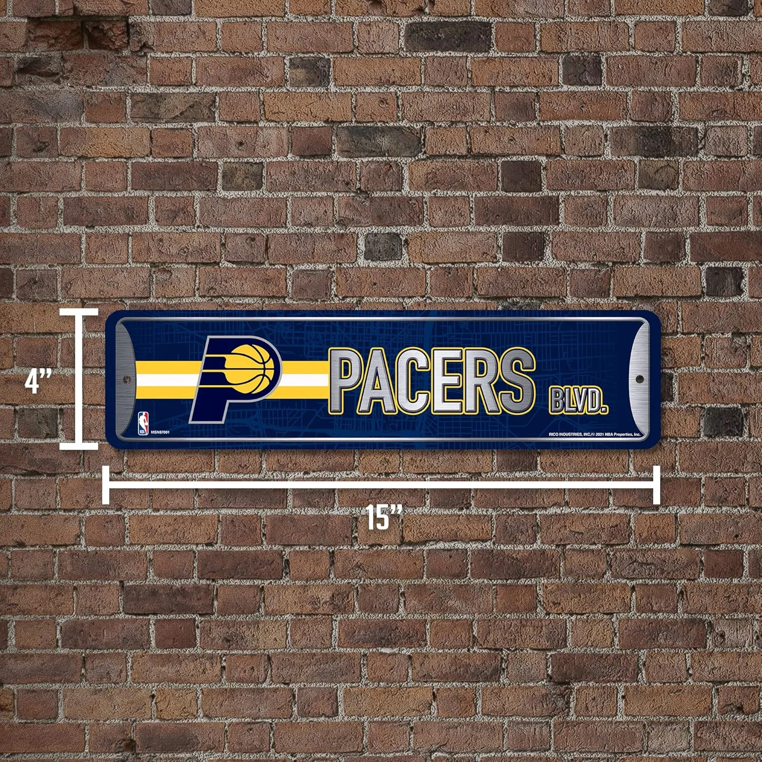 Rico Industries NBA Metal Street Sign Metal Street Sign 4" x 15" Home Décor - Bedroom - Office - Man Cave