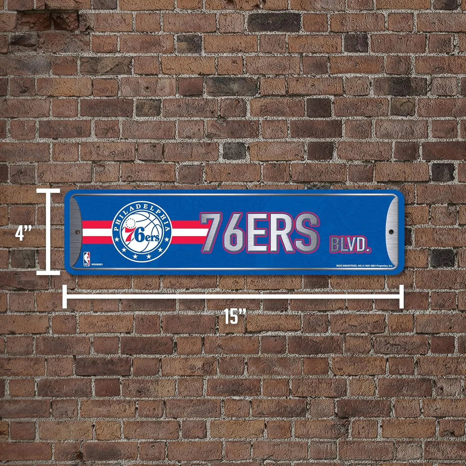 Rico Industries NBA Metal Street Sign Metal Street Sign 4" x 15" Home Décor - Bedroom - Office - Man Cave