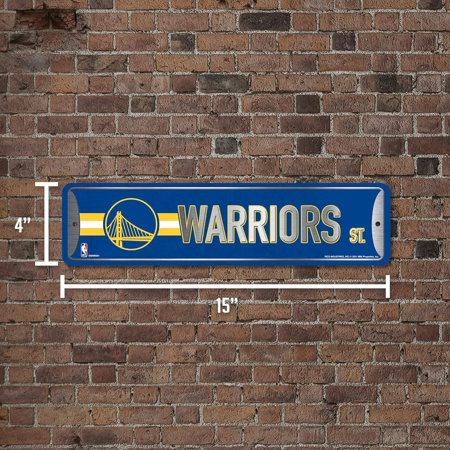 Rico Industries NBA Metal Street Sign Metal Street Sign 4" x 15" Home Décor - Bedroom - Office - Man Cave