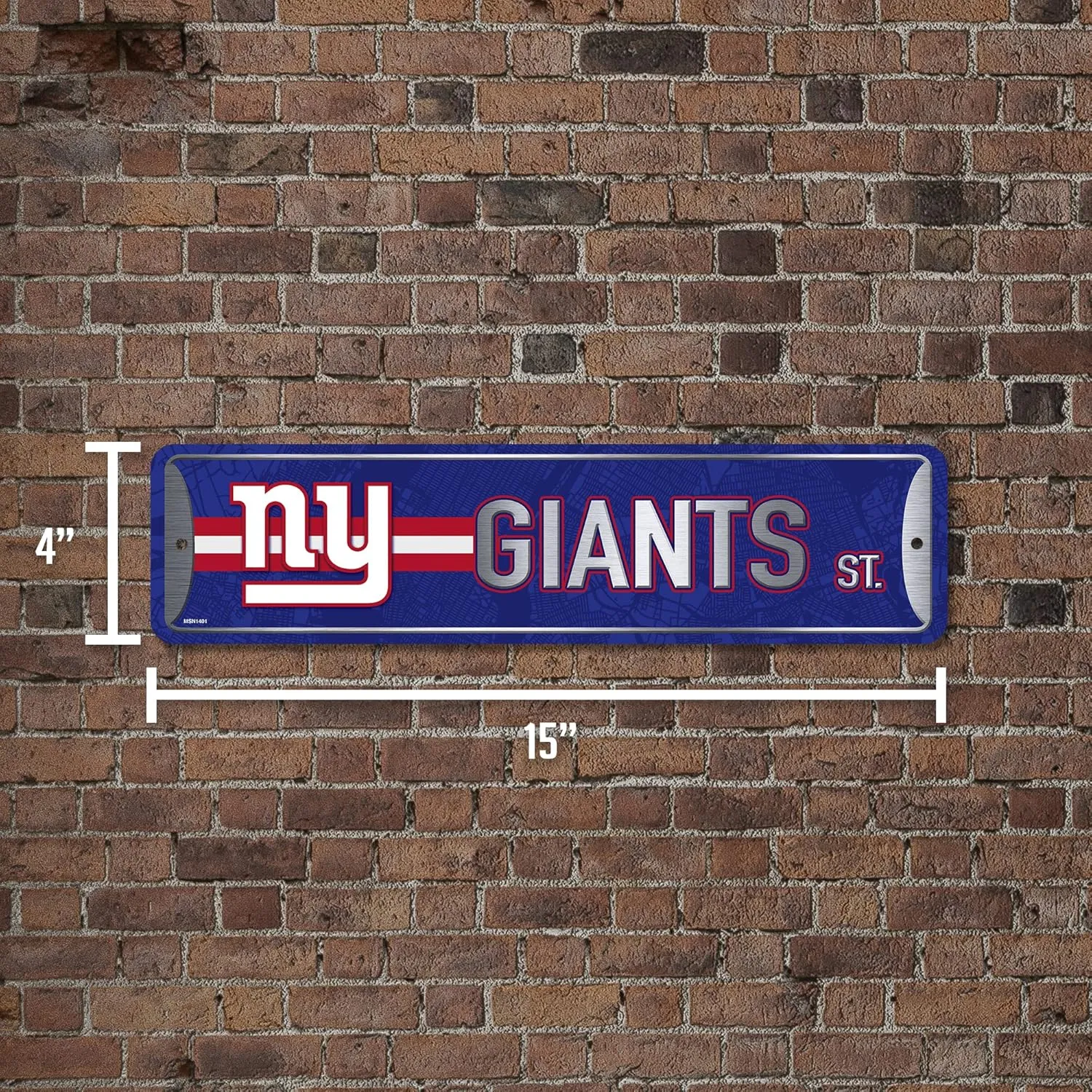 Rico Industries NFL Metal Street Sign Metal Street Sign 4" x 15" Home Décor - Bedroom - Office - Man Cave